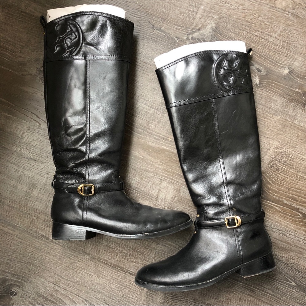 Tory Burch Black Leather Riding Boots